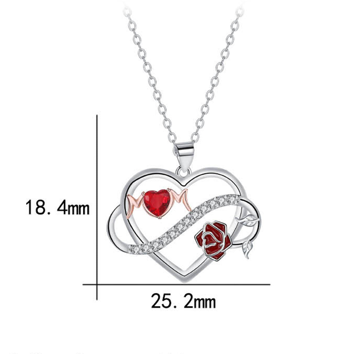 Copper With Silver/Rosegold Plated Heart Mom Pendant Necklace