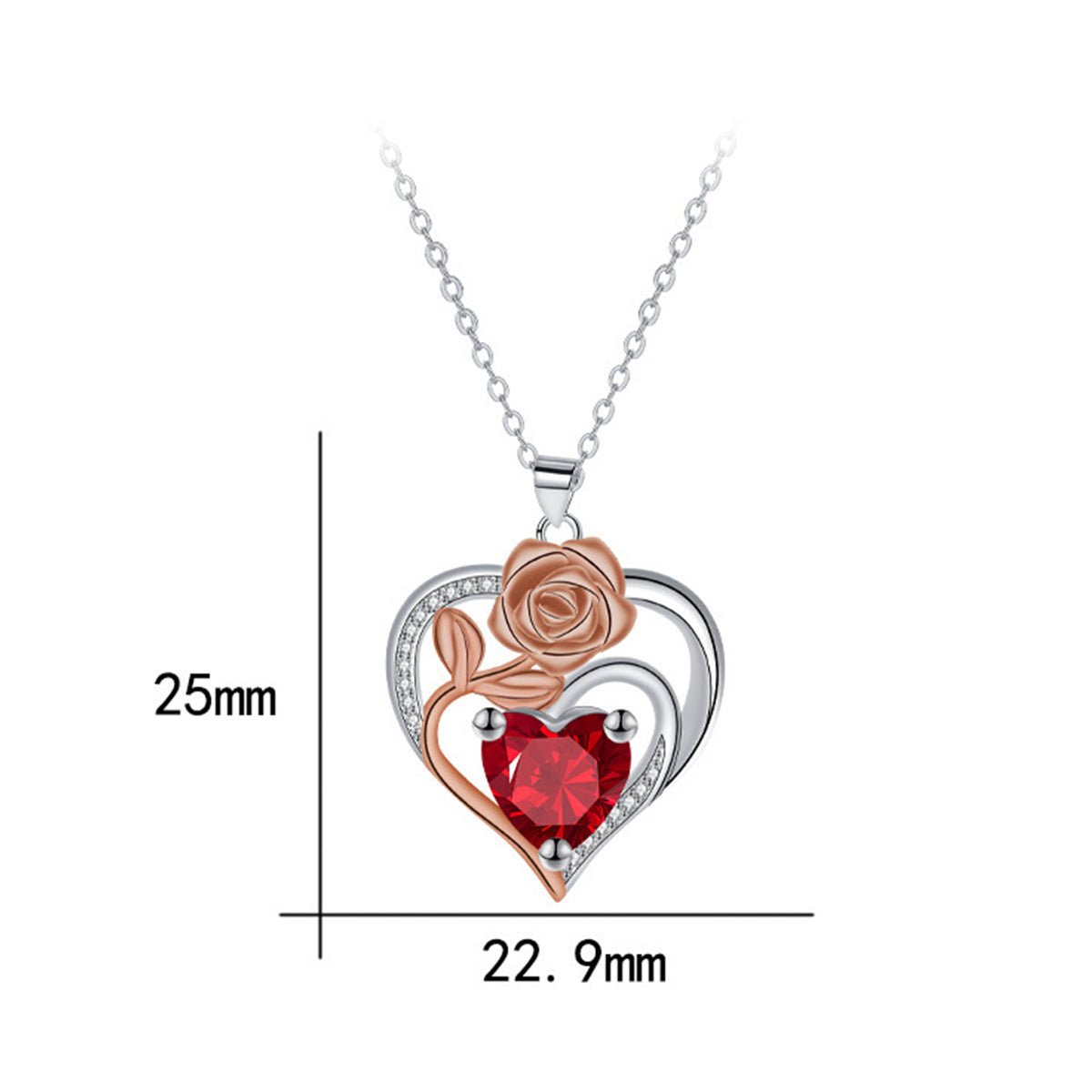 Copper With Silver/Rosegold Plated Heart Pendant Necklace