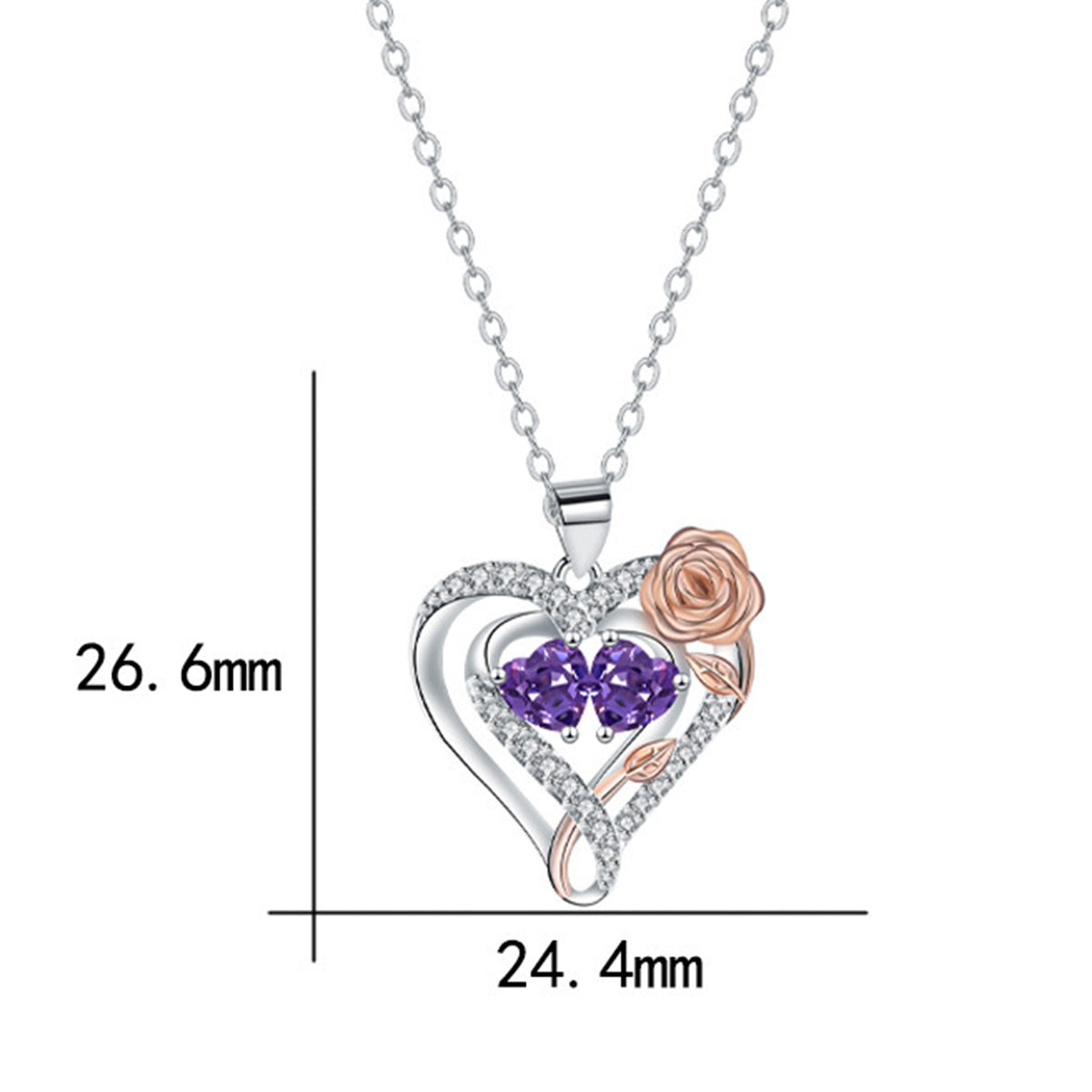 Copper With Silver/Rosegold Plated Heart Pendant Necklace
