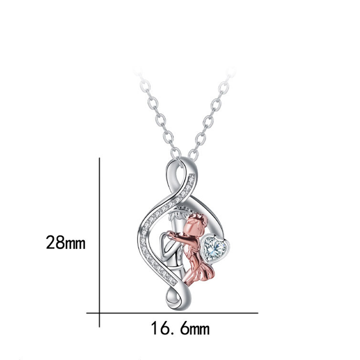 Copper With Silver/Rosegold Plated Heart Pendant Necklace