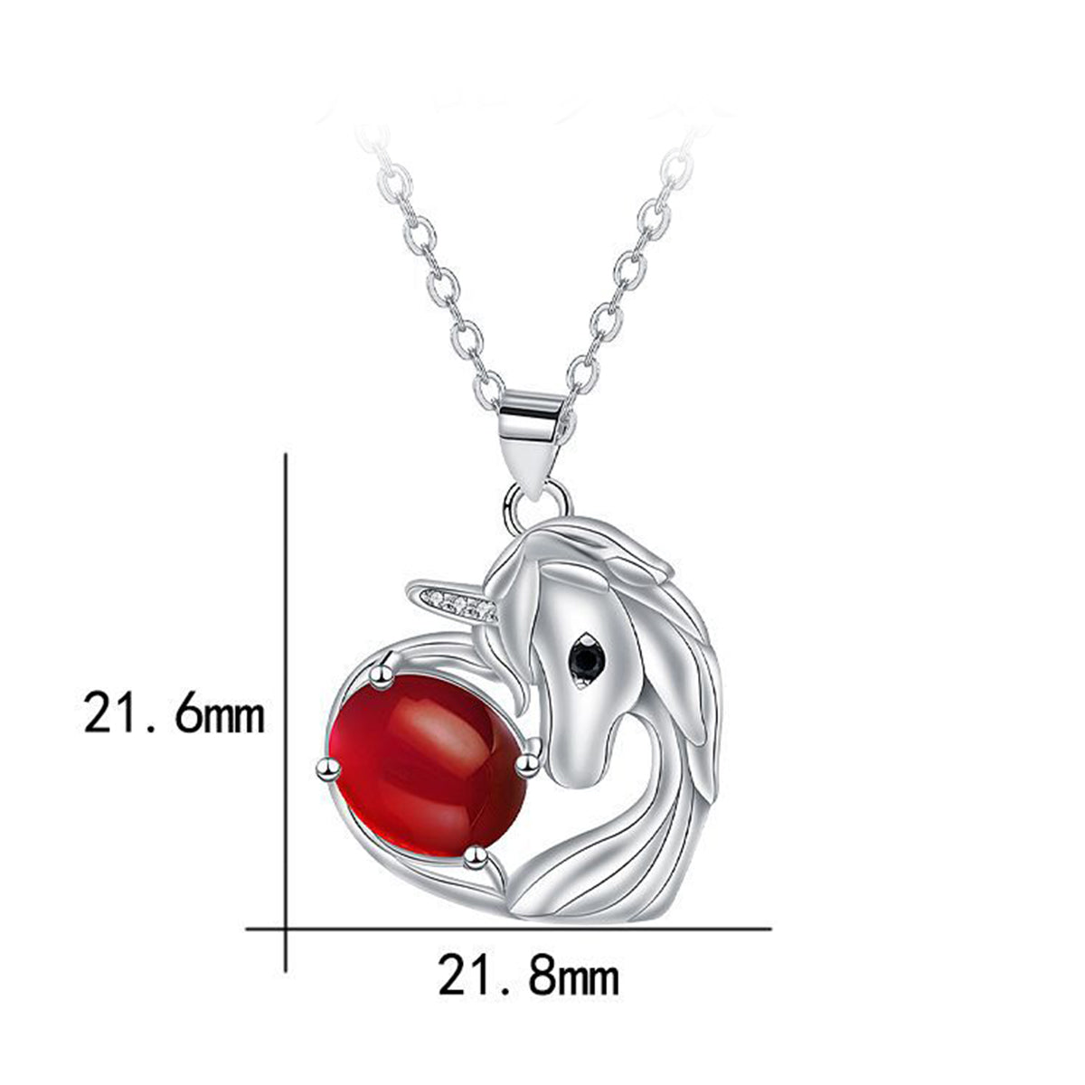 Copper With Silver Plated Heart Unicorn Pendant Necklace