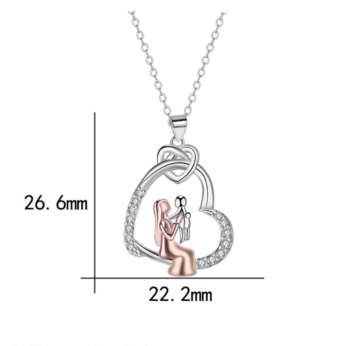 Copper With Silver/Rosegold Plated Heart Pendant Necklace