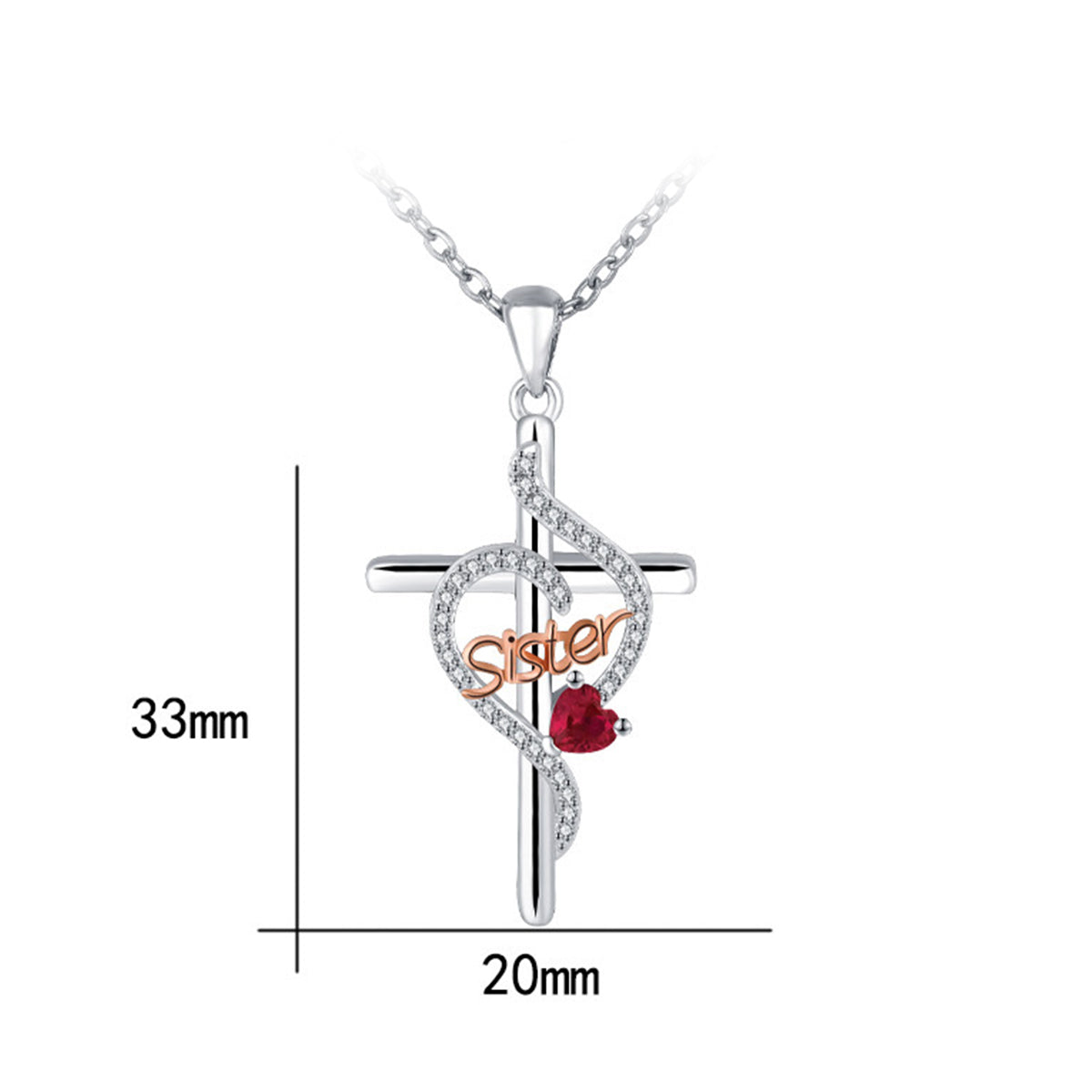 Copper With Silver/Rosgold Plated Cross Pendant Necklace