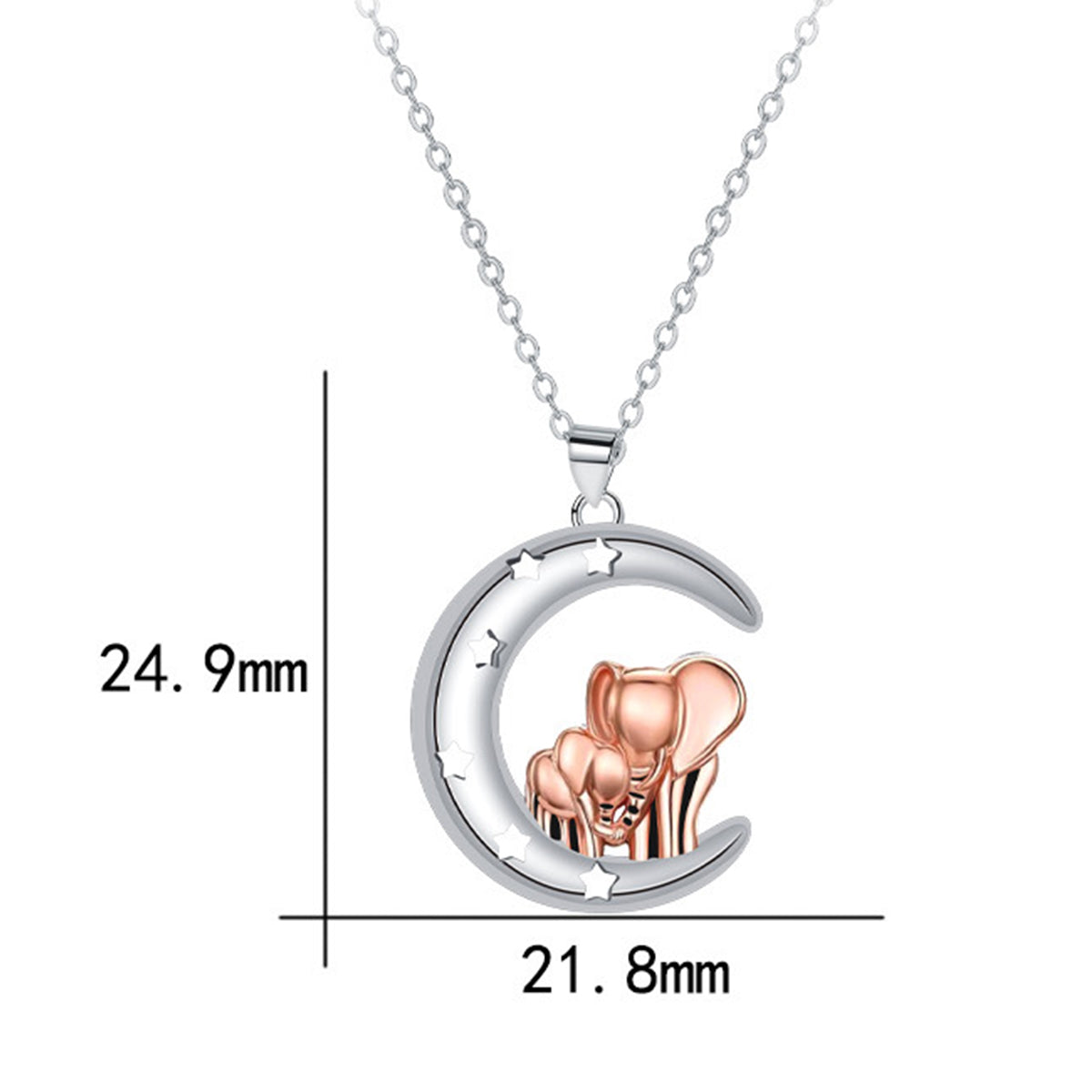 Copper With Silver/Rosegold Plated Moon Pendant Necklace