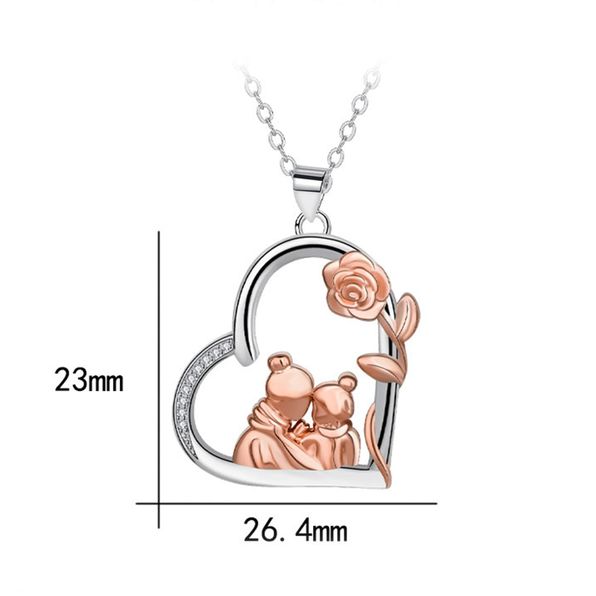Copper With Silver/Rosegold Plated Rose Pendant Necklace for Women