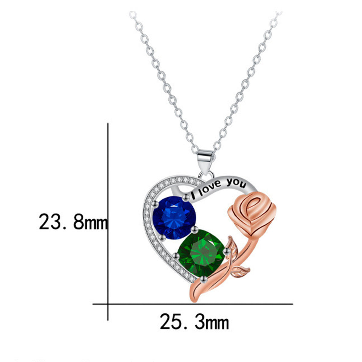 Copper With Silver/Rosegold Plated Heart Pendant Necklace