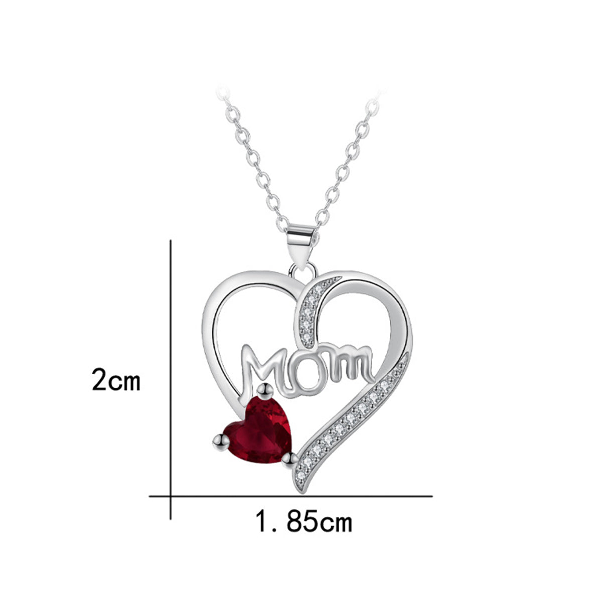 Copper With Silver Plated Mom Heart Pendant Necklace for Women