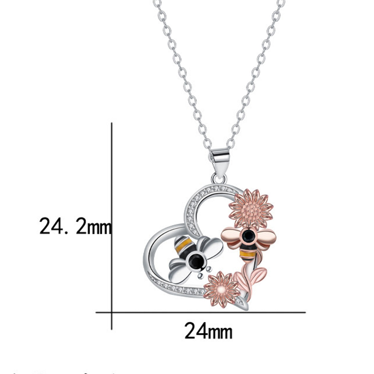 Copper With Silver/Rosegold Plated Heart Pendant Necklace