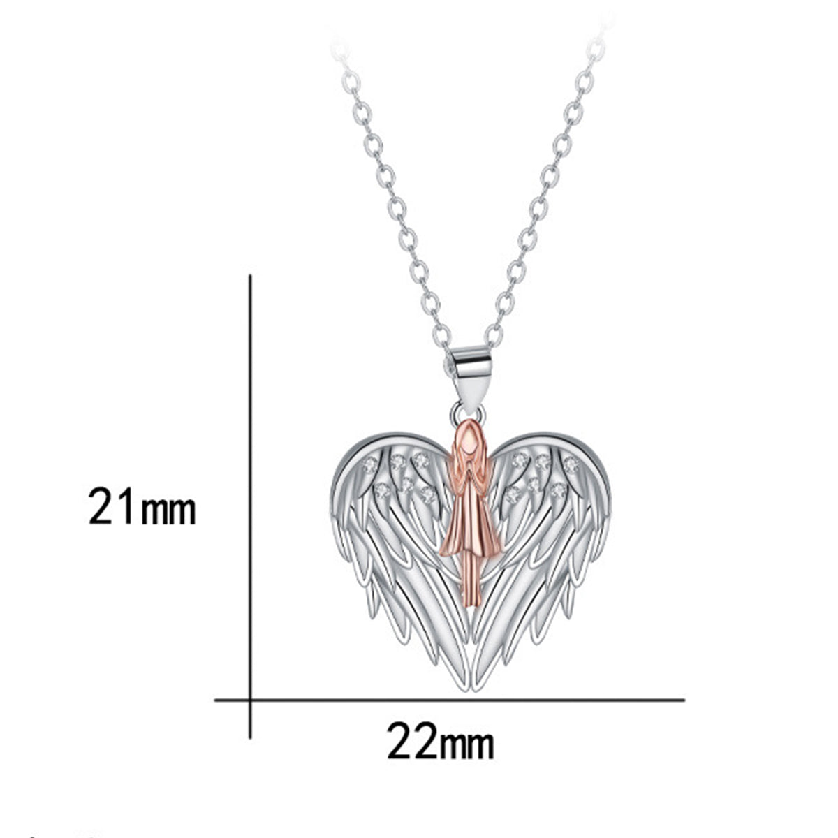 Copper With Silver/Rosegold Plated Heart Pendant Necklace