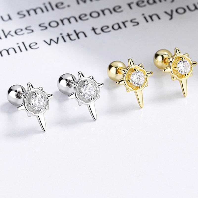 925 Sterling Silver Star Screw Back Stud Earrings