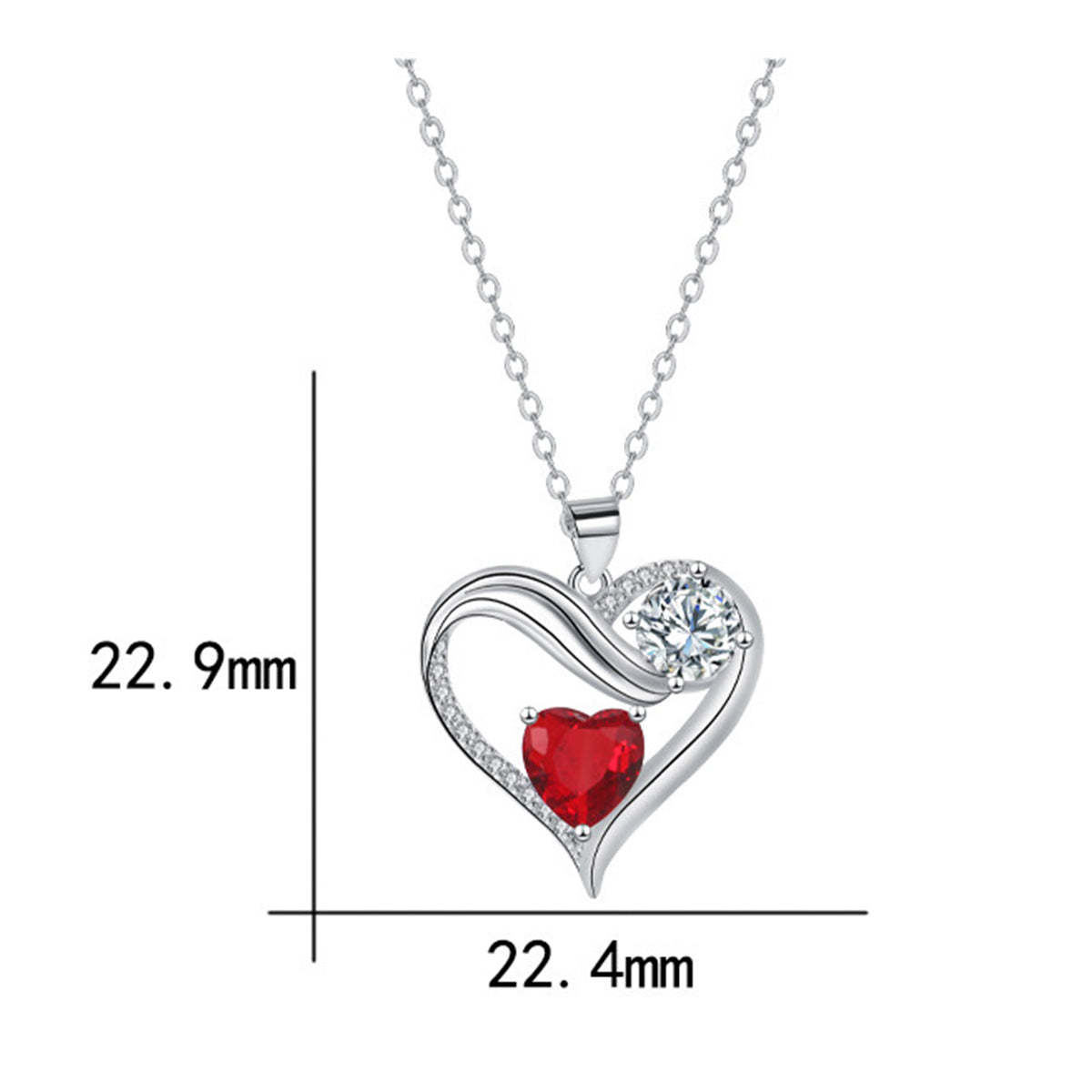Copper With Silver Plated Heart Pendant Necklace