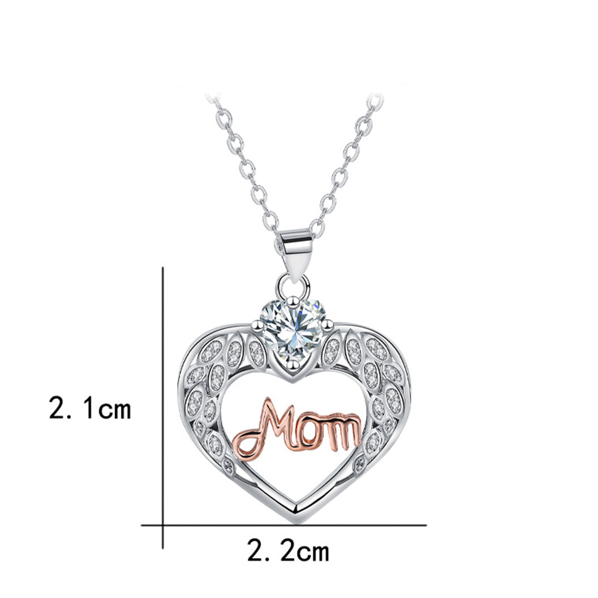 Copper With Silver/Rosegold Plated Mom Heart Pendant Necklace for Women
