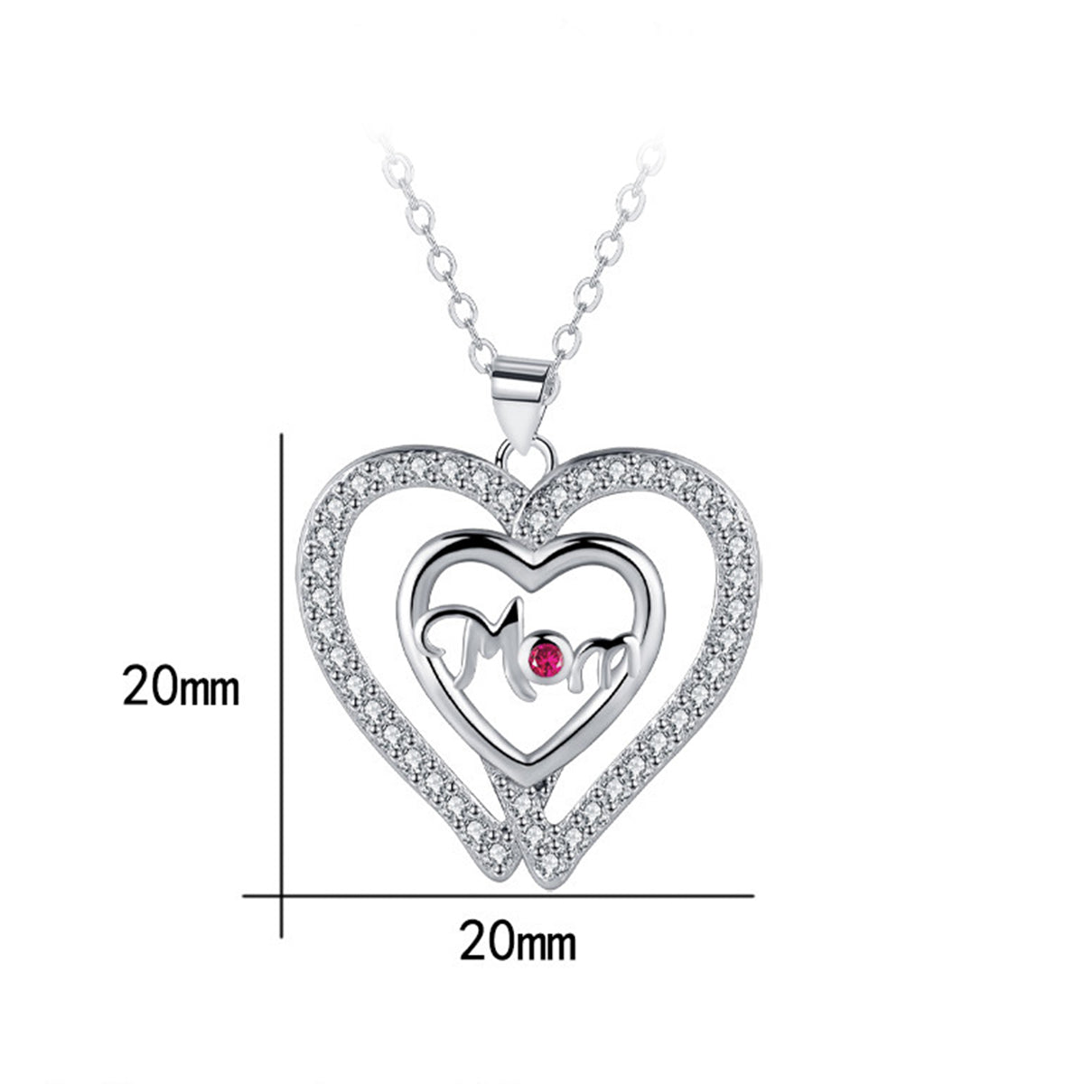 Copper With Silver Plated Mom Heart Pendant Necklace