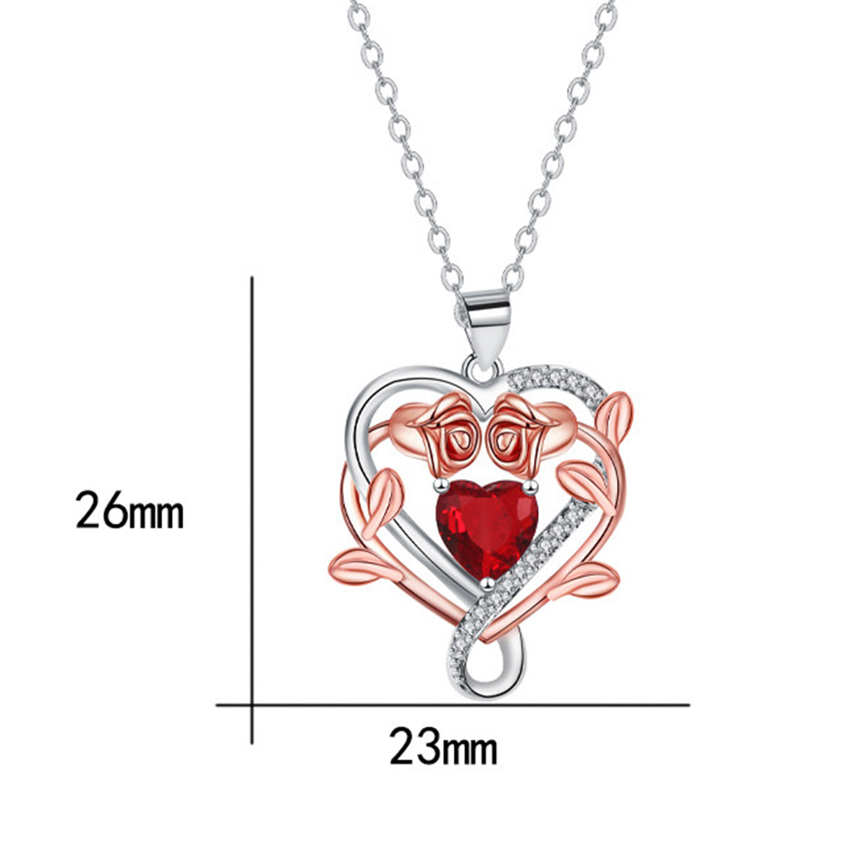 Copper With Silver/Rosegold Plated Heart Pendant Necklace
