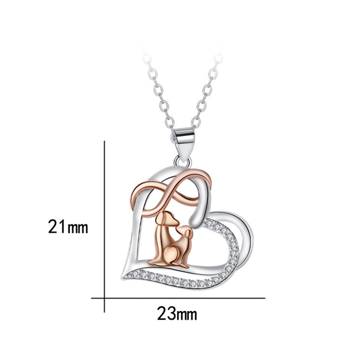 Copper With Silver/Rosegold Plated Heart Pendant Necklace