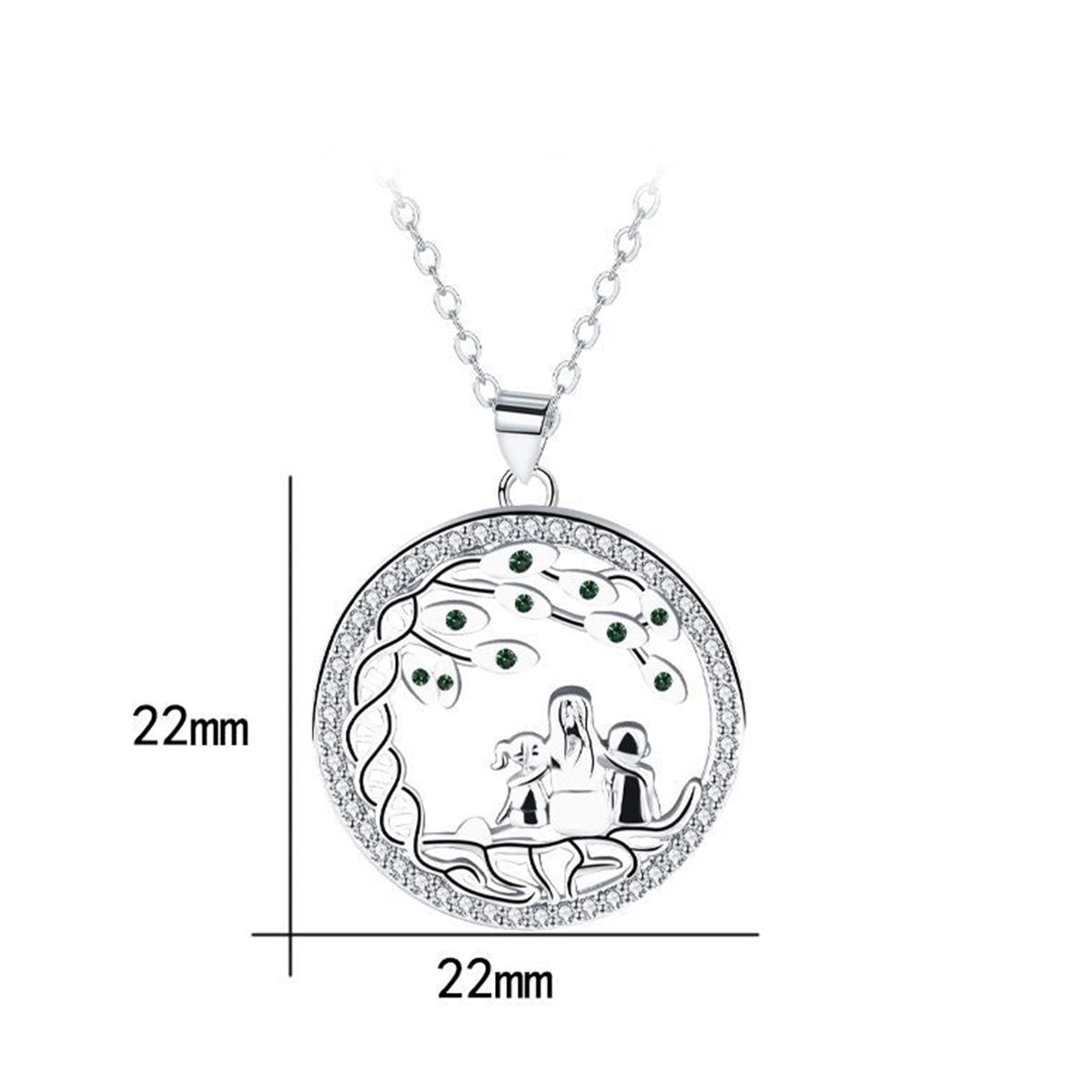 Copper With Silver Plated Round Tree Pendant Necklace