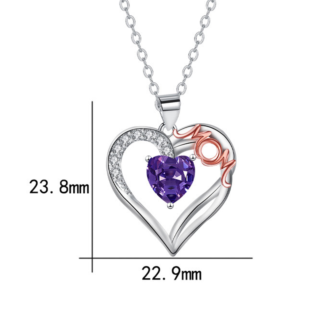 Copper With Silver/Rosegold Plated Heart Pendant Necklace