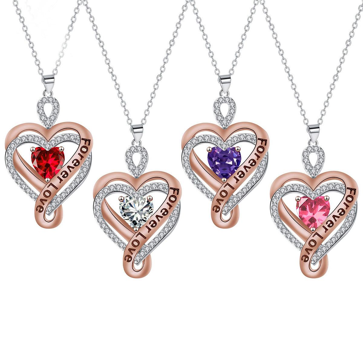 Copper With Silver/Rosegold Plated Heart Pendant Necklace