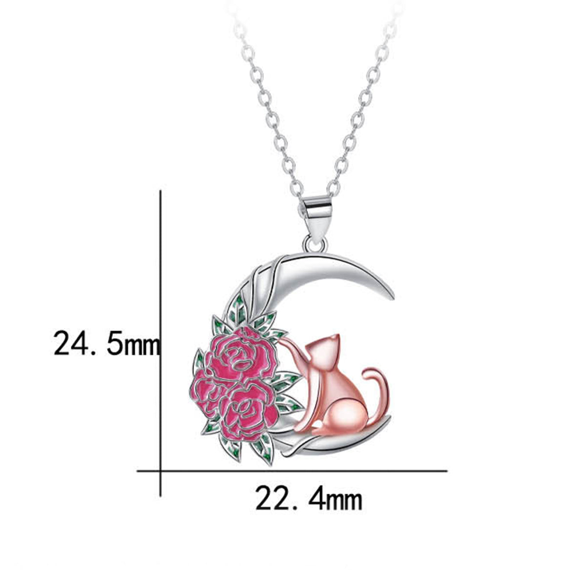 Copper With Silver/Rosegold Plated Moon Pendant Necklace