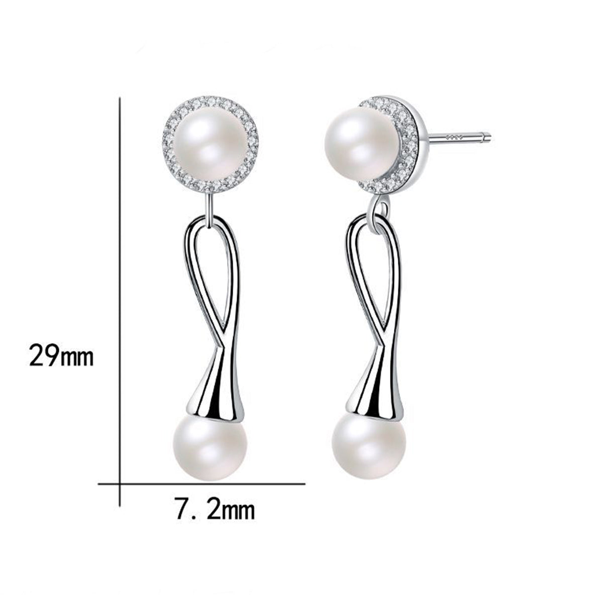 Copper With Silver Plated Fashion Jewelry Pearl Earrings