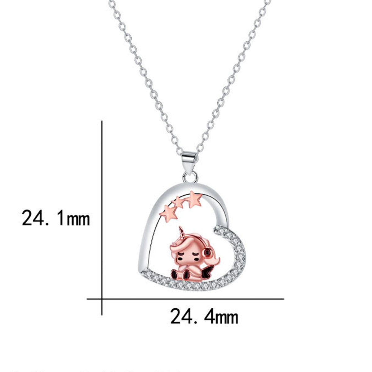 Copper With Silver/Rosegold Plated Heart Pendant Necklace