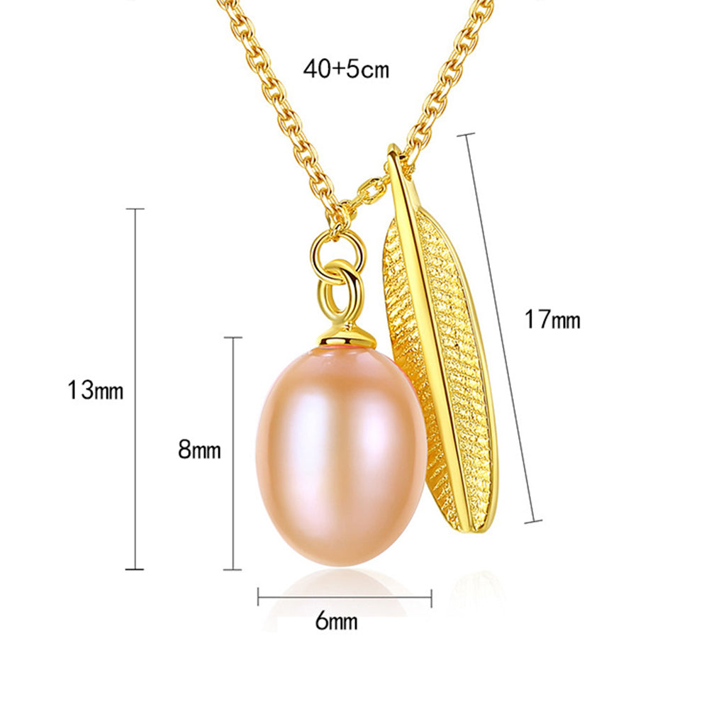 925 Sterling Silver Natural Pearl Drop Necklace Fashion Jewelry Gift for Women Girls