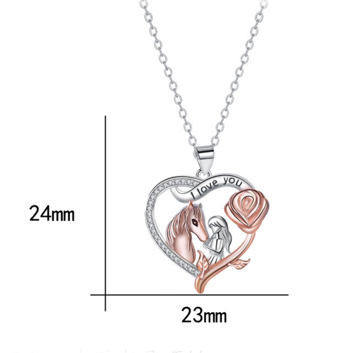 Copper With Silver/Rosegold Plated Heart Pendant Necklace