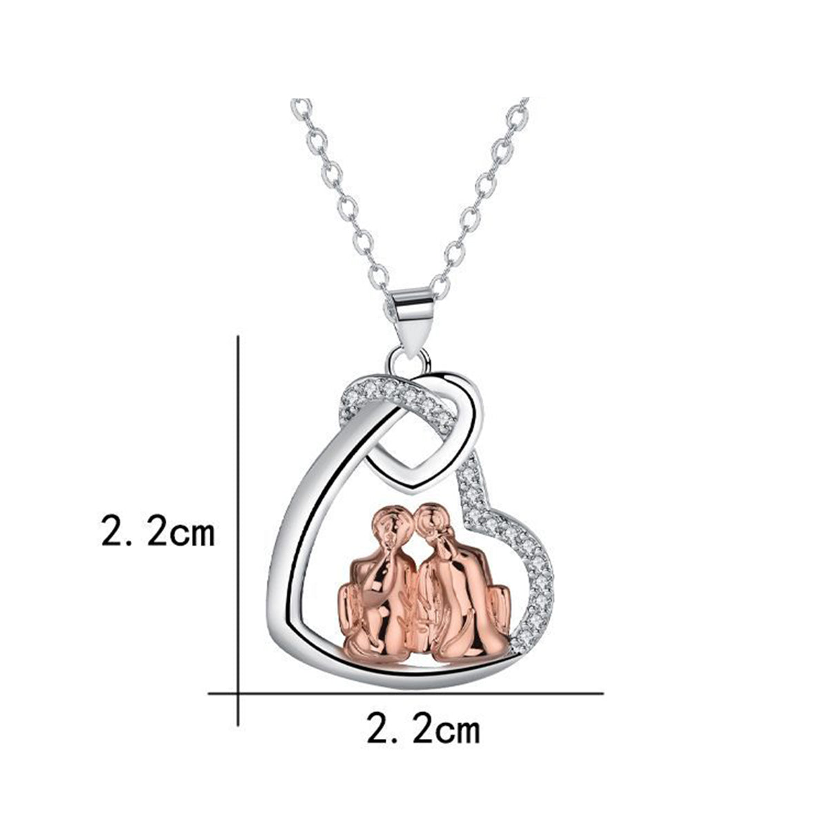 Copper With Silver/Rosegold Plated Heart Pendant Necklace for Women