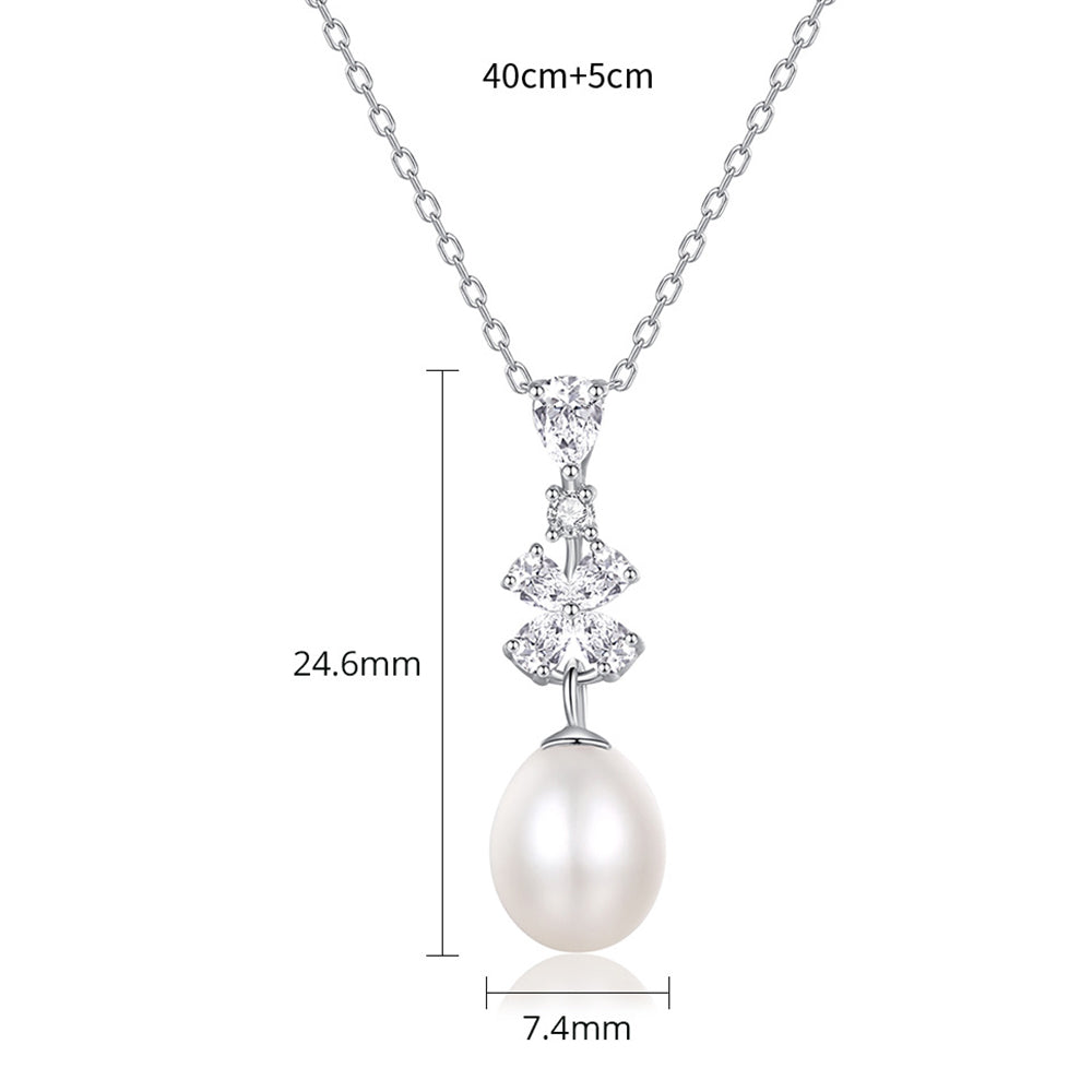 925 Sterling Silver Natural Pearl Drop Necklace Fashion Jewelry Gift for Women Girls