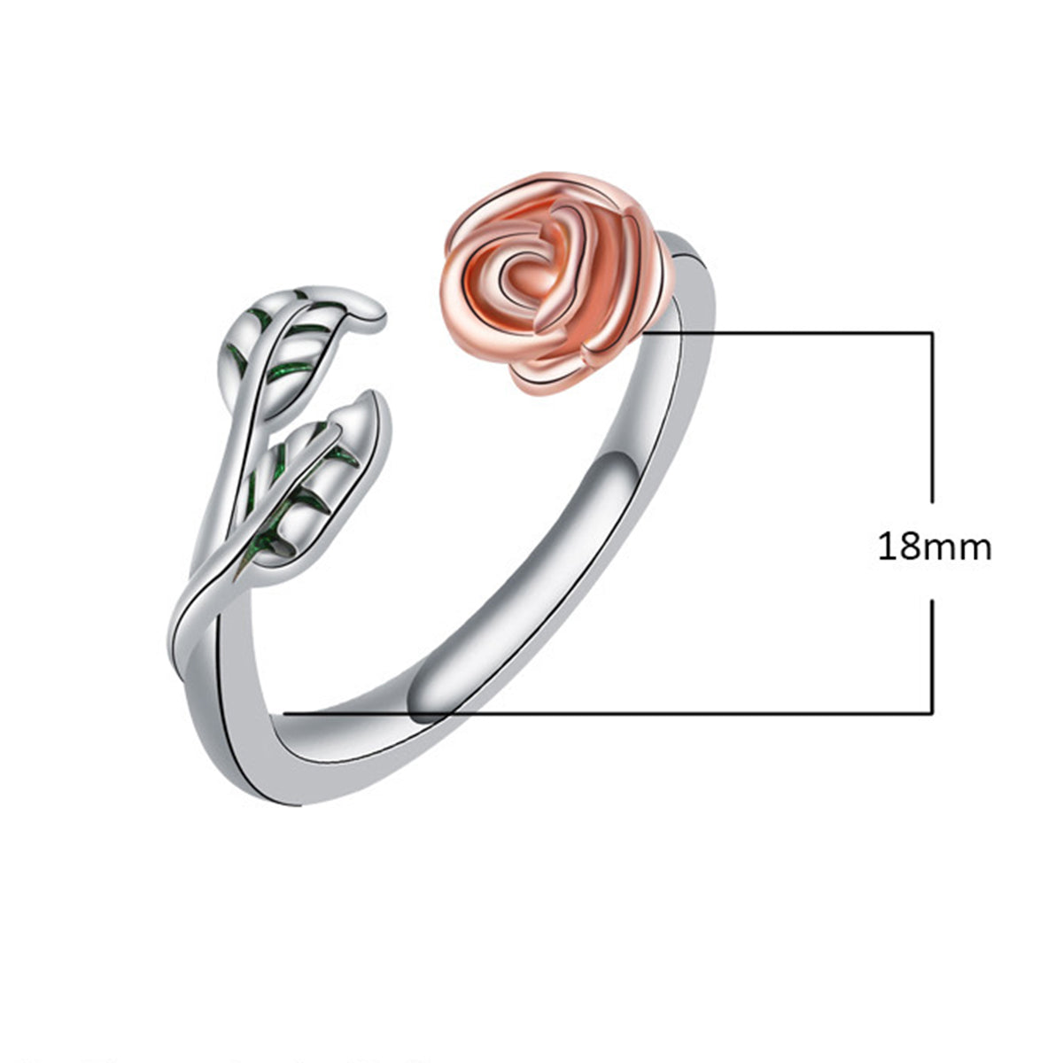 Copper With Silver/Rosegold Plated Rose Fashion Ring