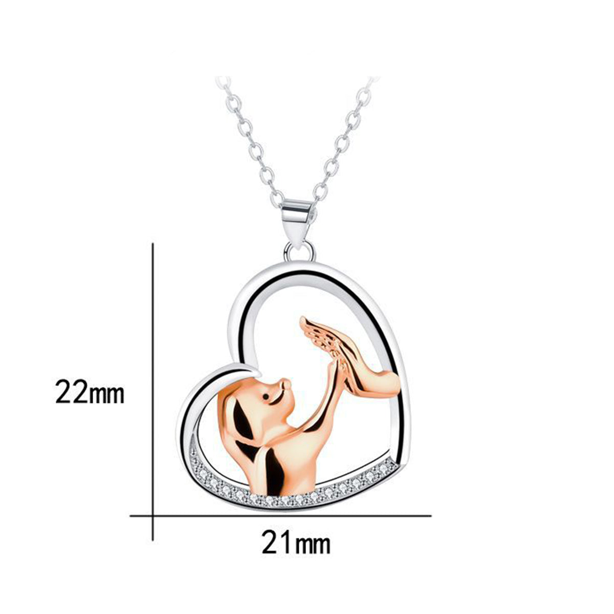 Copper With Silver/Rosgold Plated Heart Pendant Necklace