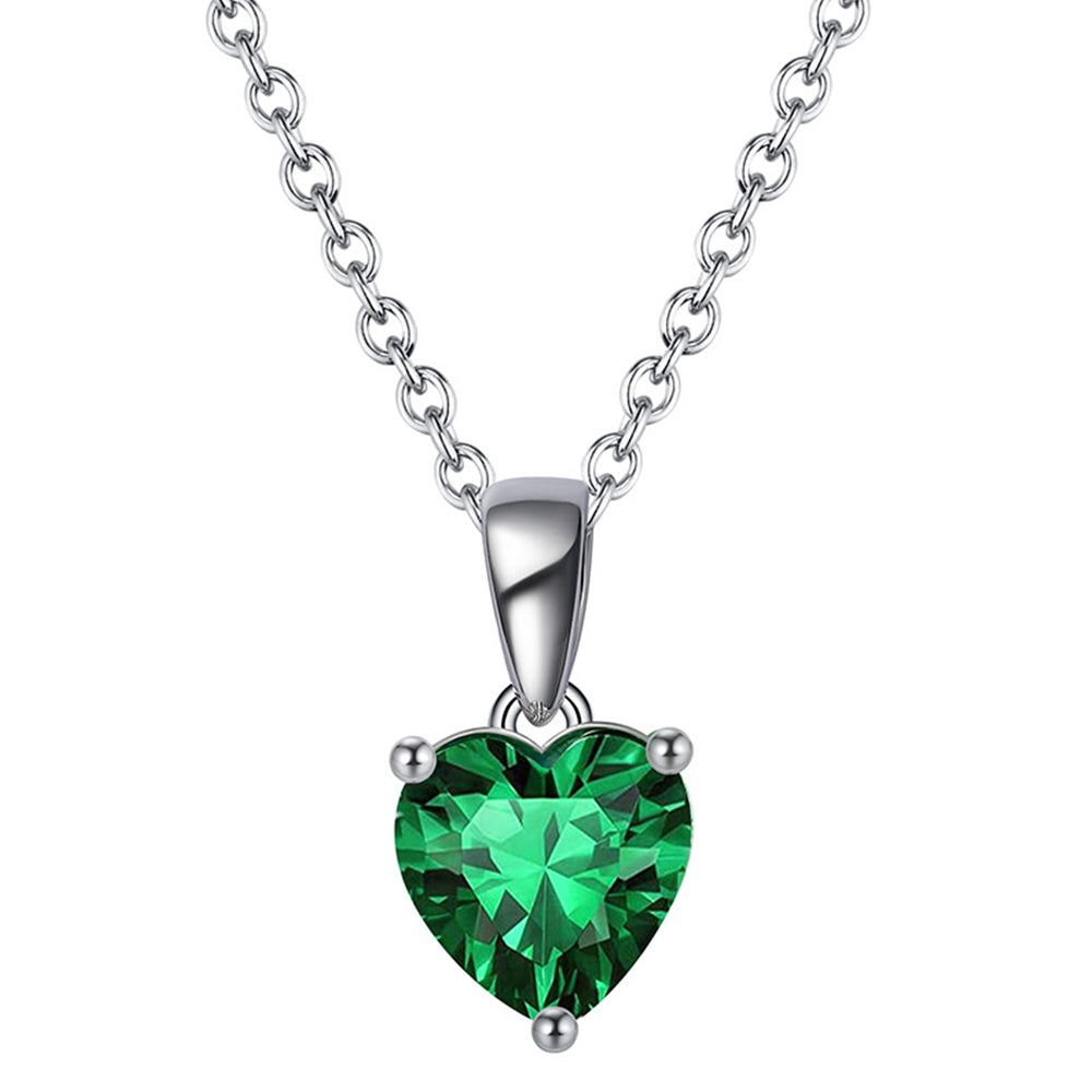 925 Sterling Silver Birthstone Heart Necklace
