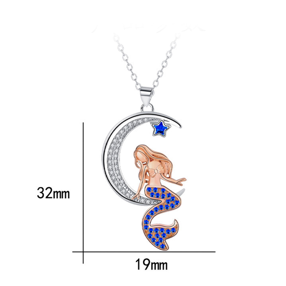 Copper With Silver/Rosgold Plated Mermaid Pendant Necklace