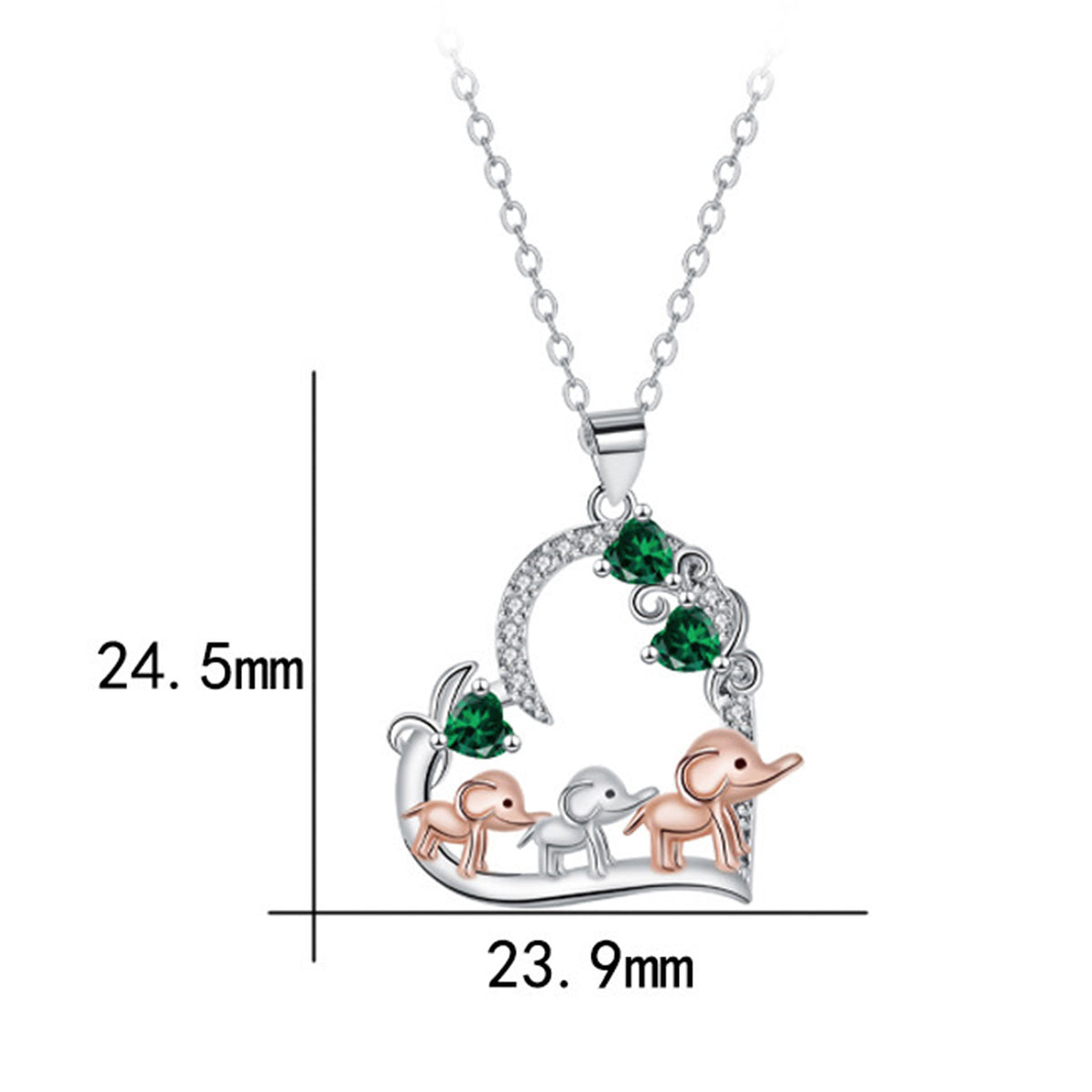 Copper With Silver/Rosegold Plated Heart Pendant Necklace