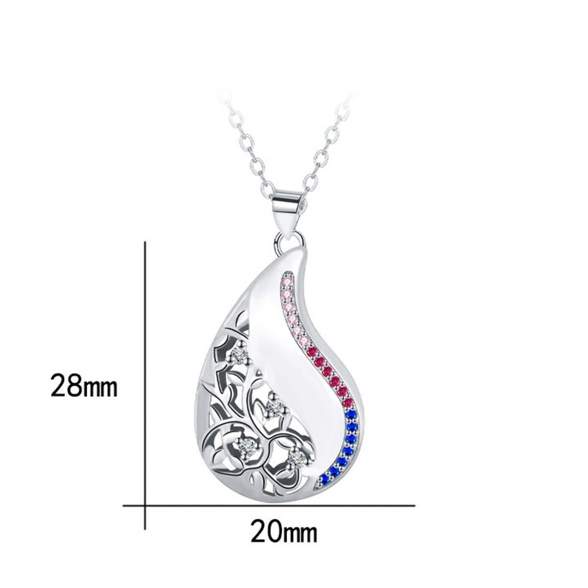 Copper With Silver Plated Water Drop Pendant Necklace