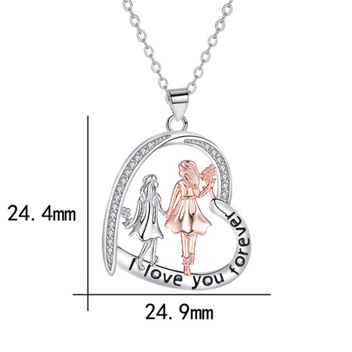 Copper With Silver/Rosegold Plated Heart Pendant Necklace