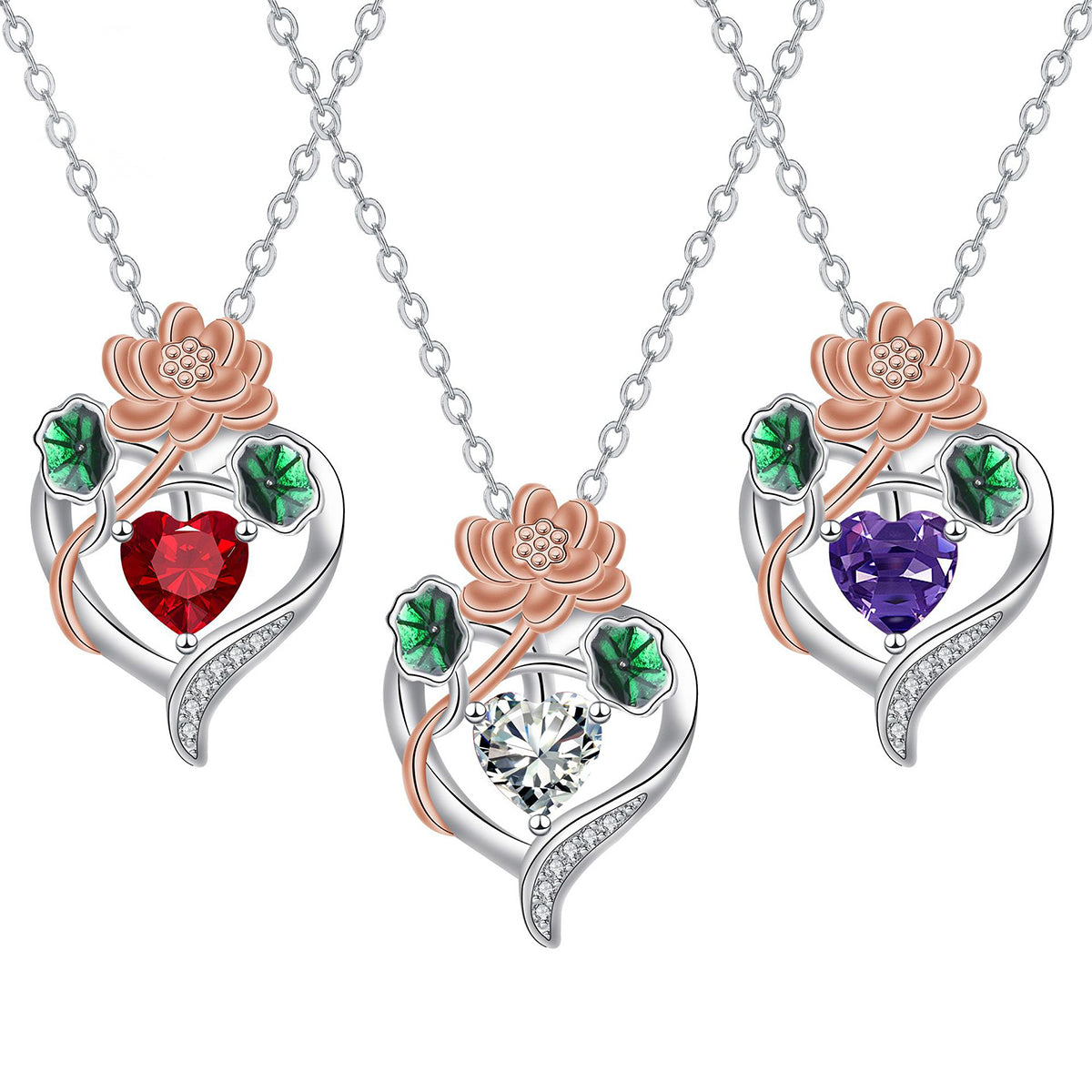 Copper With Silver/Rosegold Plated Heart Mom Pendant Necklace