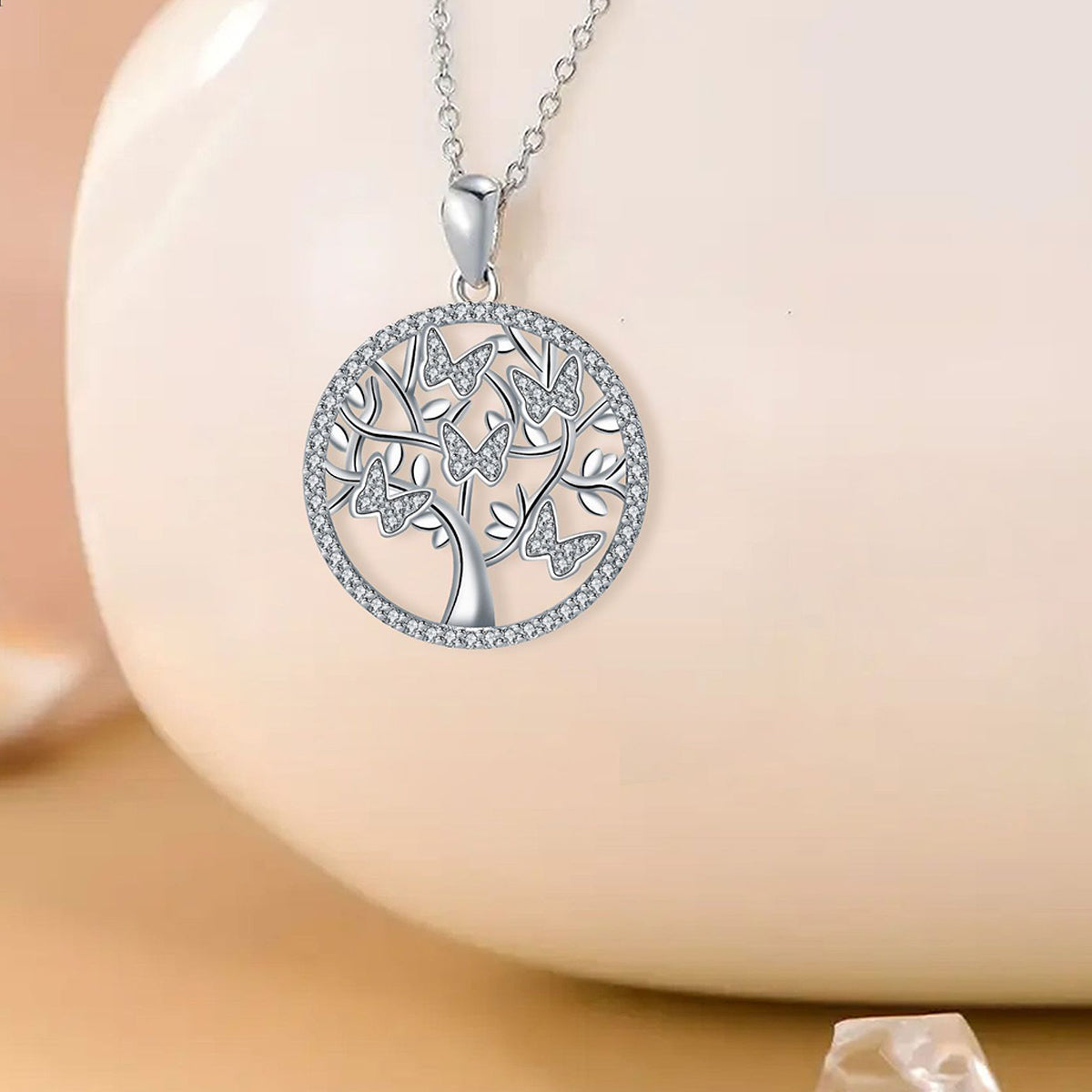 Copper With Silver Plated Heart Tree Pendant Necklace