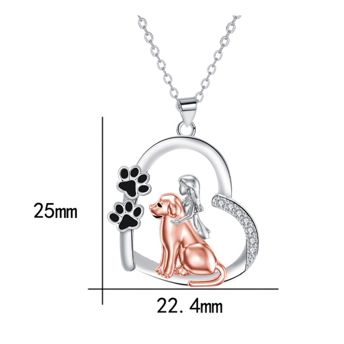 Copper With Silver/Rosegold Plated Heart Pendant Necklace