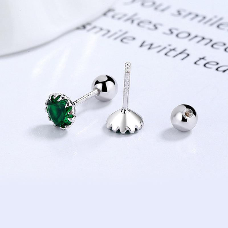 925 Sterling Silver Round Screw Back Stud Earrings