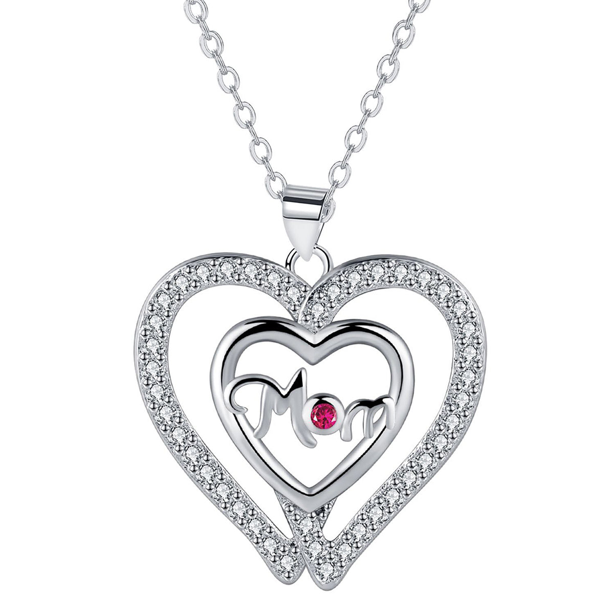 Copper With Silver Plated Mom Heart Pendant Necklace