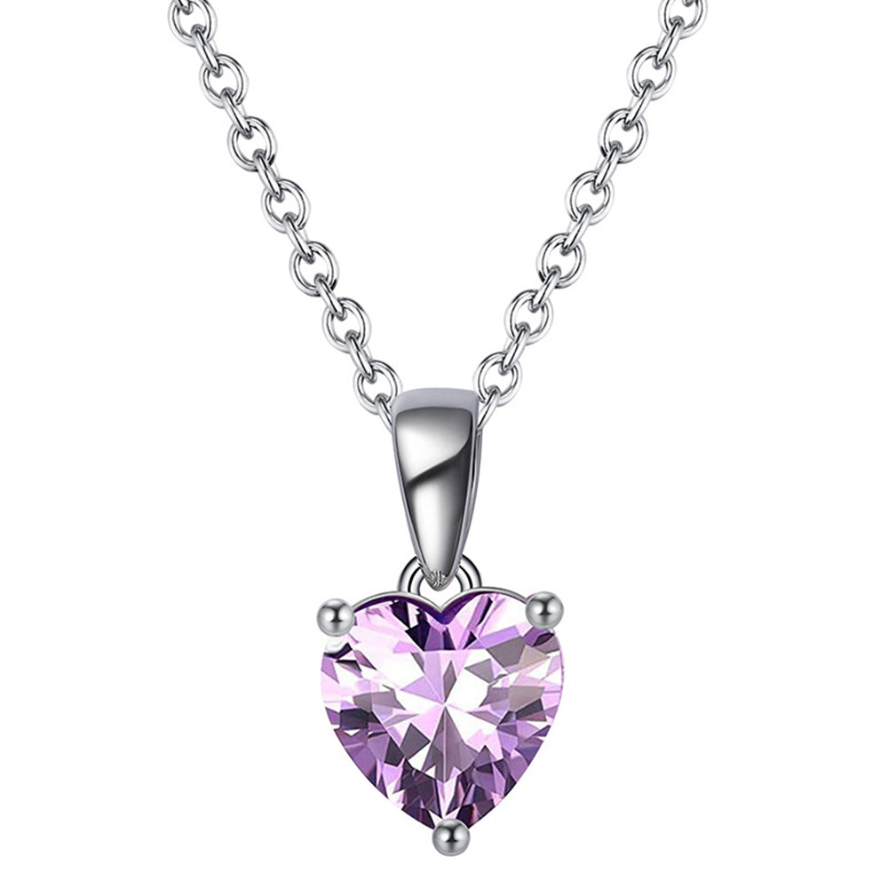 925 Sterling Silver Birthstone Heart Necklace