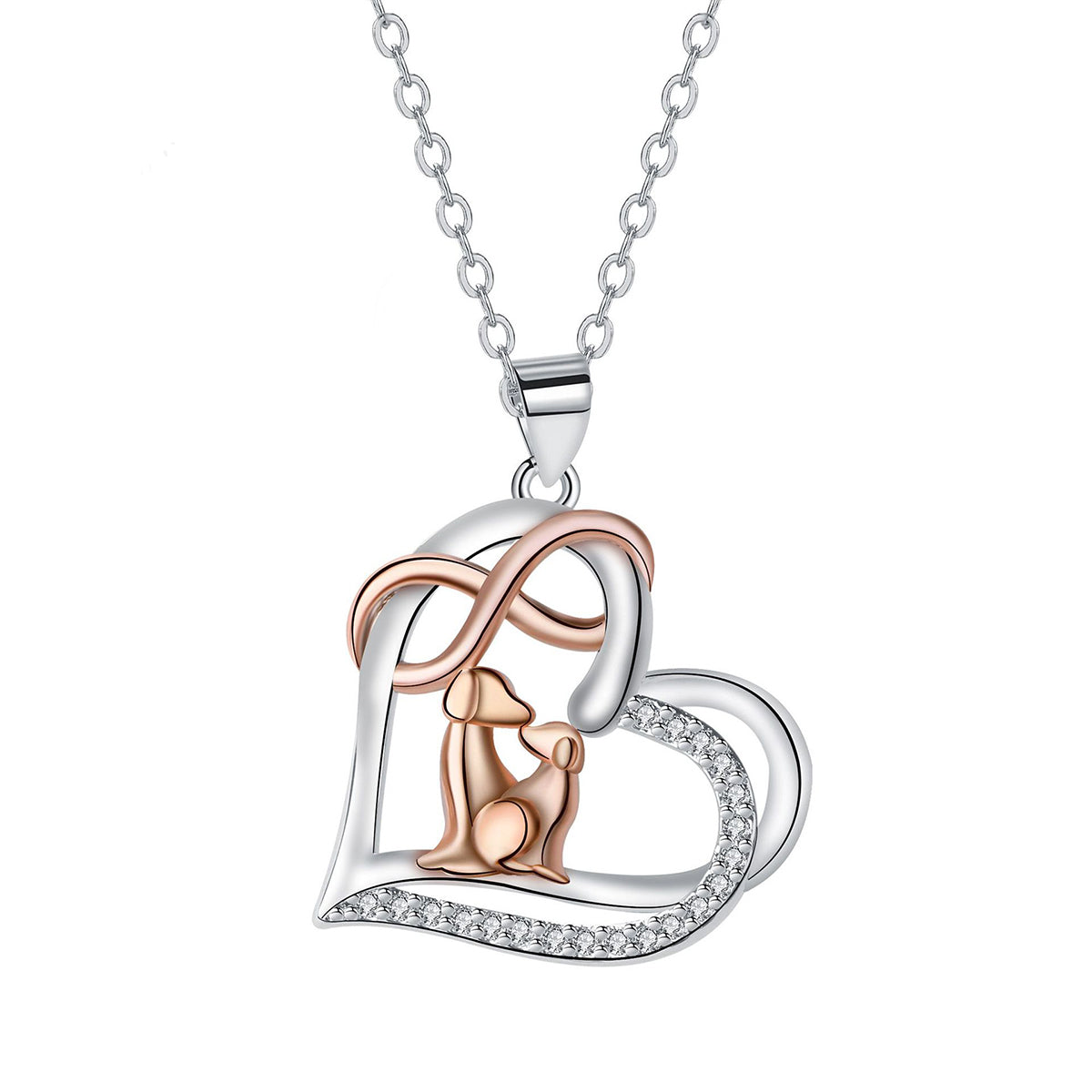 Copper With Silver/Rosegold Plated Heart Pendant Necklace