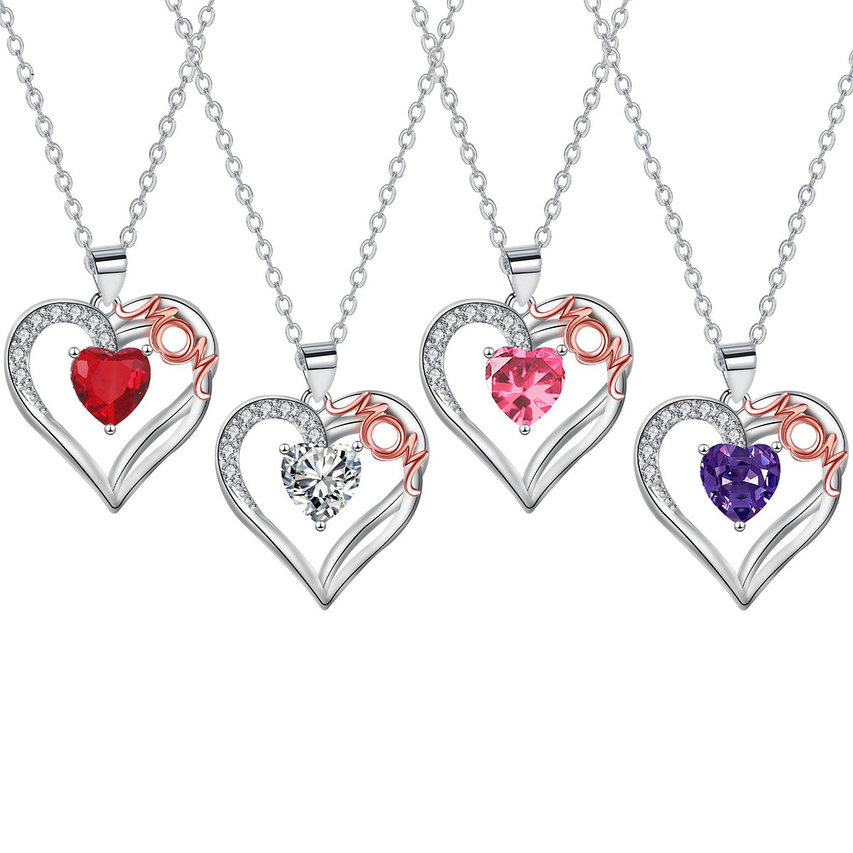 Copper With Silver/Rosegold Plated Heart Pendant Necklace