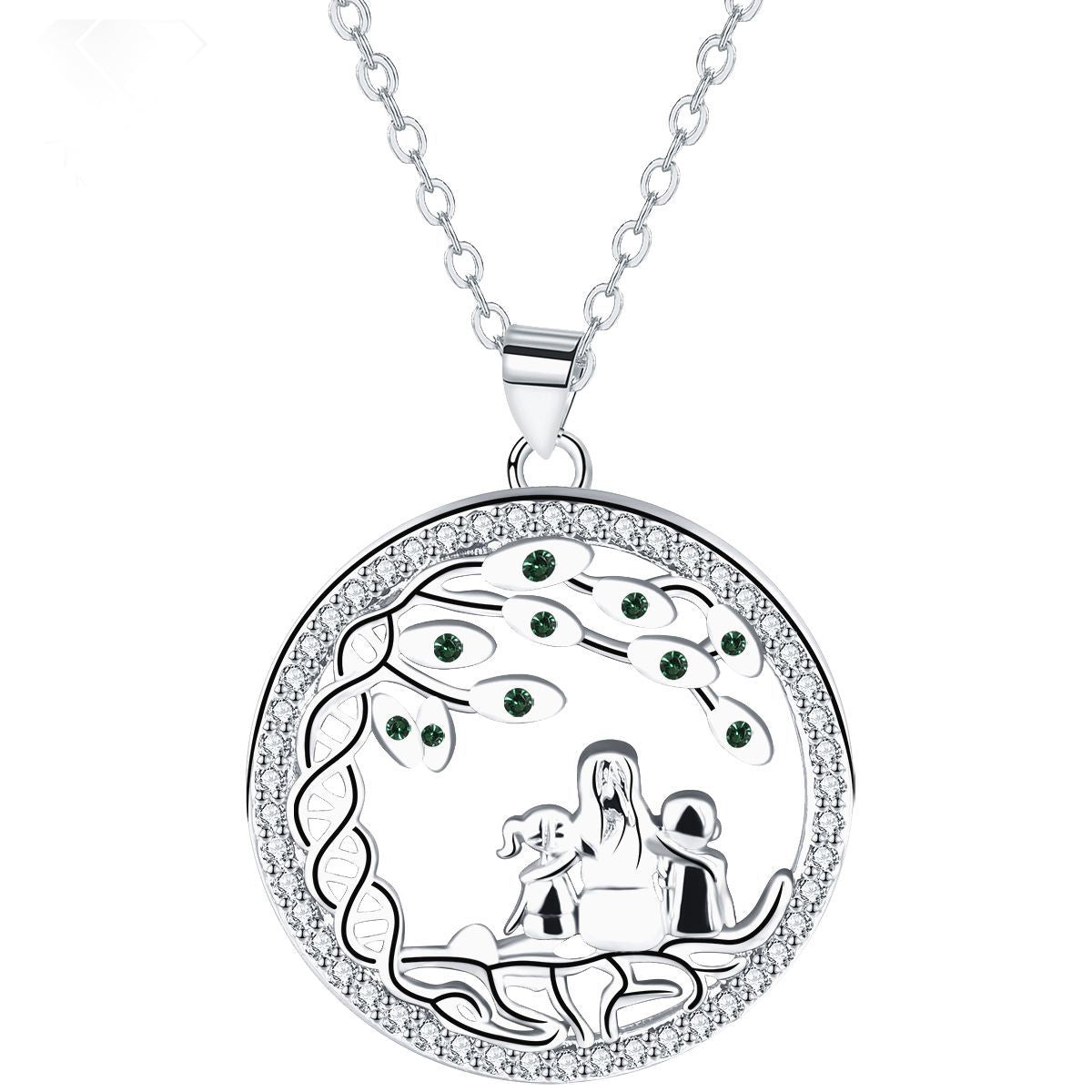 Copper With Silver Plated Round Tree Pendant Necklace