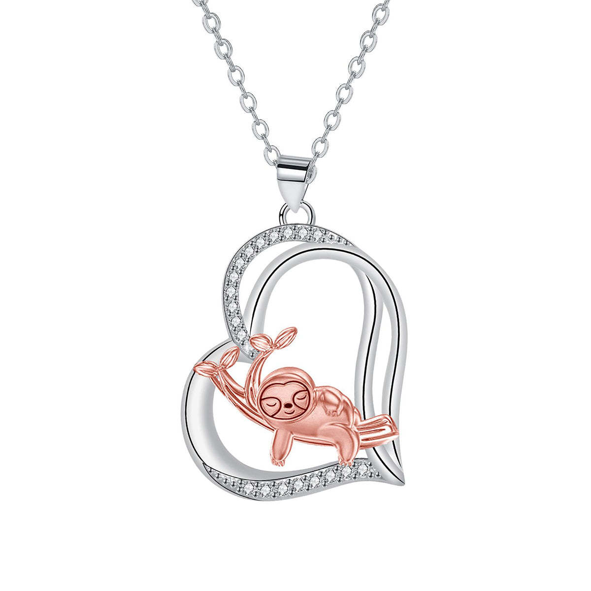 Copper With Silver/Rosegold Plated Heart Pendant Necklace