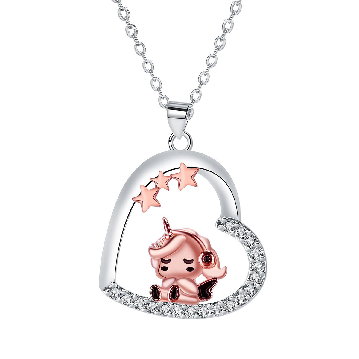 Copper With Silver/Rosegold Plated Heart Pendant Necklace