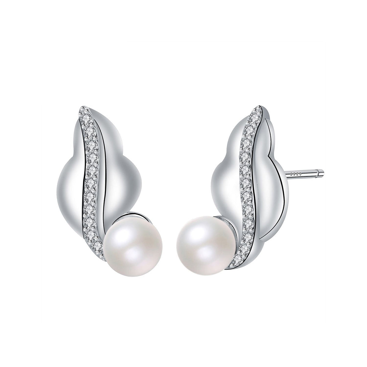 Copper With Silver Plated Fashion Jewelry Pearl Earrings