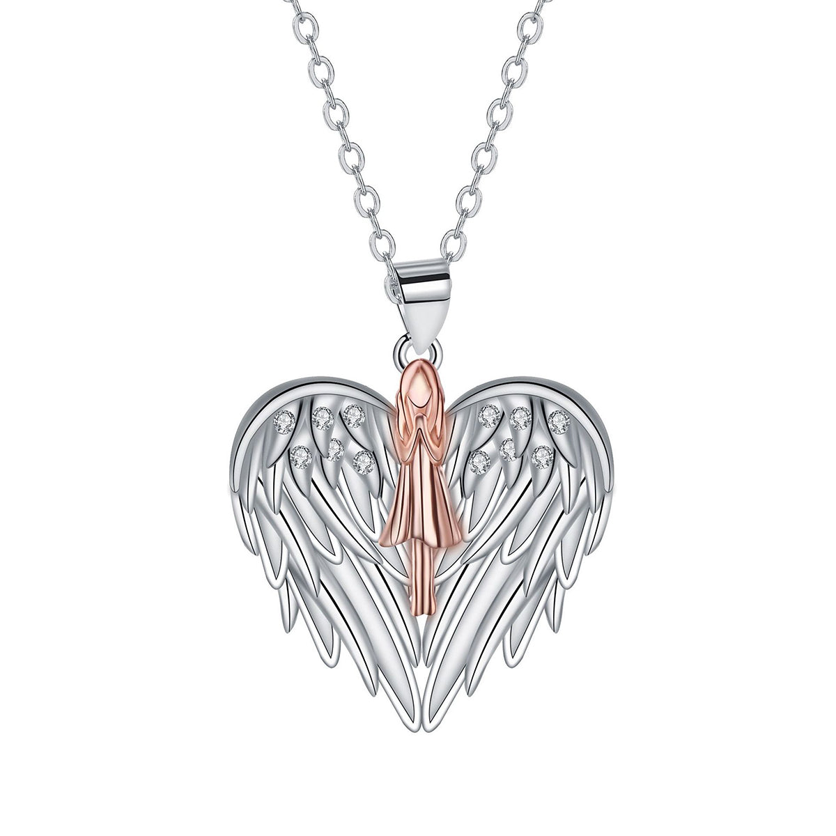 Copper With Silver/Rosegold Plated Heart Pendant Necklace