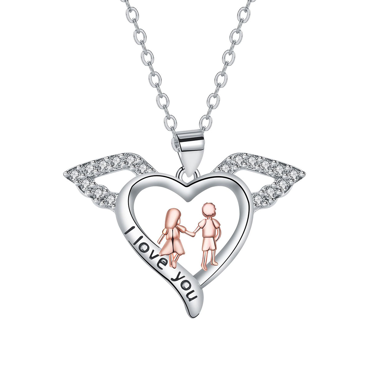 Copper With Silver/Rosegold Plated Heart Pendant Necklace